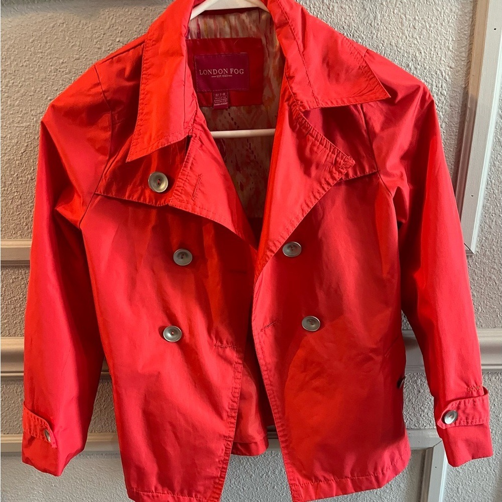 London Fog Kids Bright Red Raincoat Size 7/8 Summer Fall Back to School
